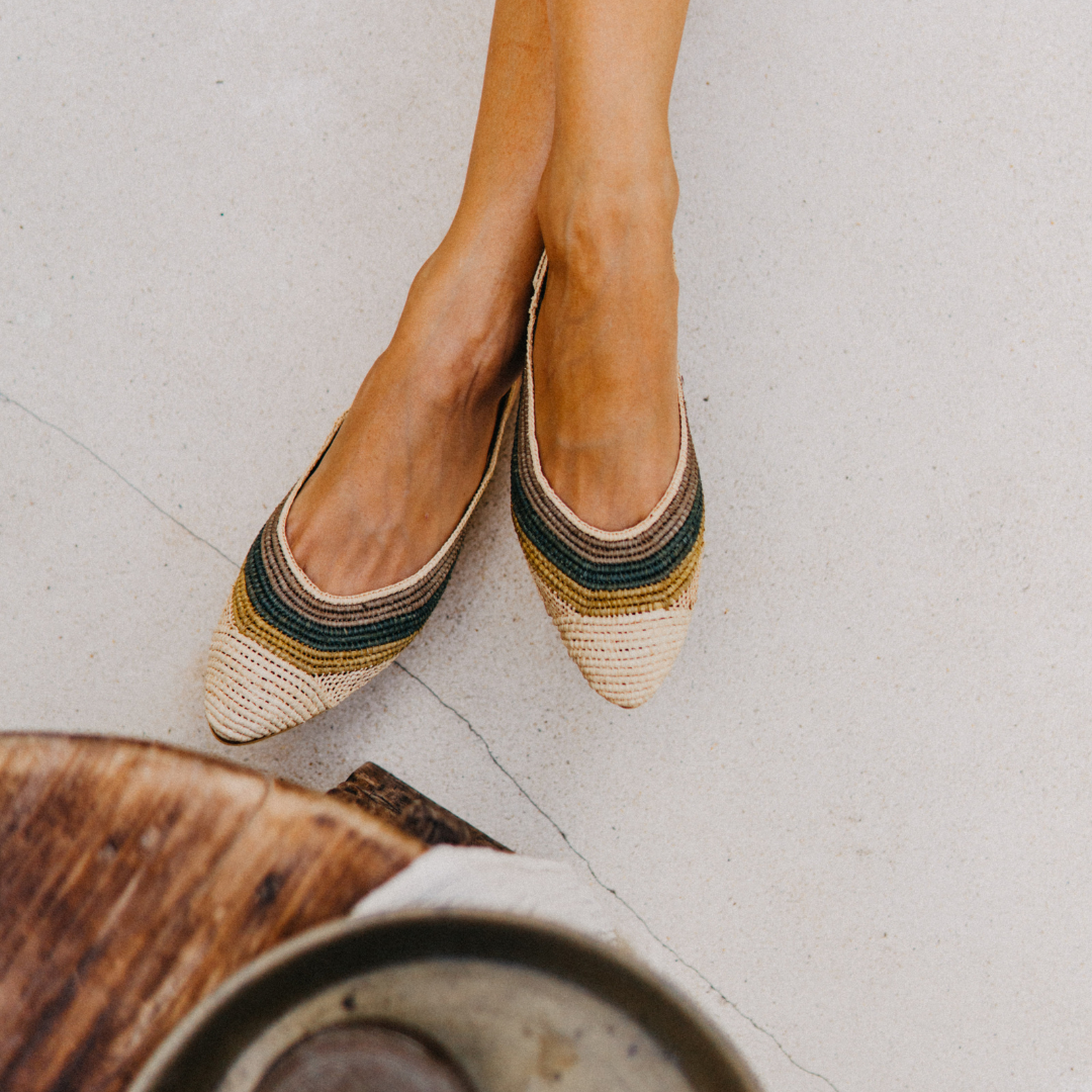 Assia Women's Sandals Mix Natural Beige, Ochre, Green and  Gray