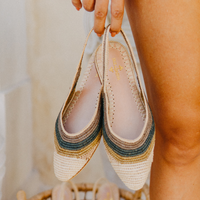 Assia Women's Sandals Mix Natural Beige, Ochre, Green and  Gray