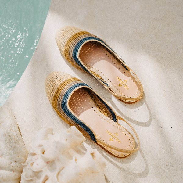 Mazir Women's Sandals Mix Natural Beige, Ochre, Gray and Blue