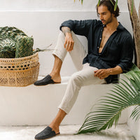 Munatas Coco Black, sustainable, handmade sandals made from natural materials by Bulibasha
