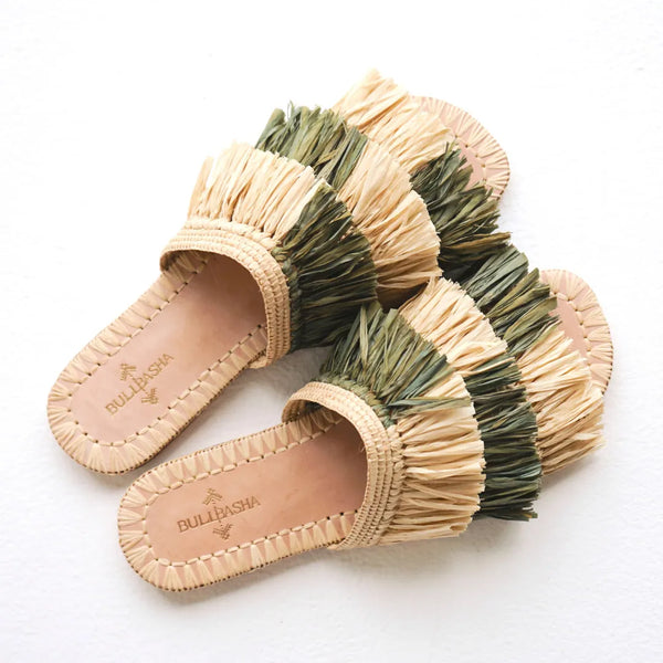 Massa Zegiga Women's Slides Natural Beige, Green