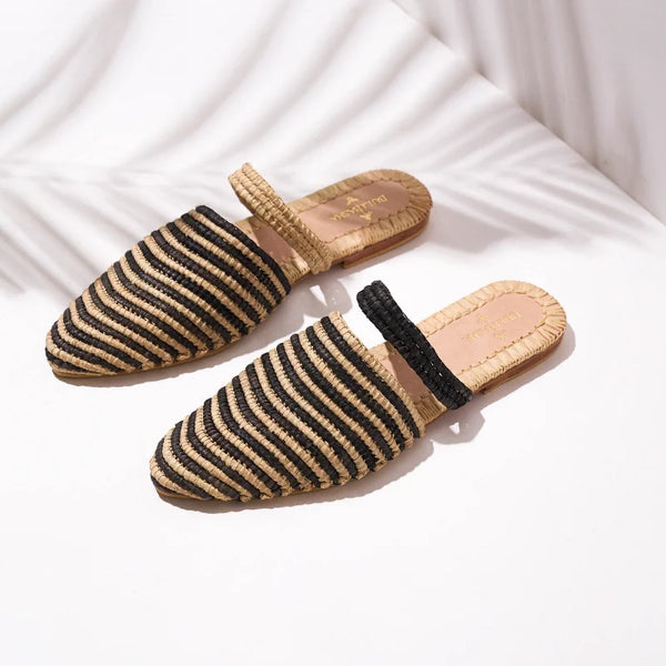 Babouche Amalu Women's Slip-Ons Natural Black