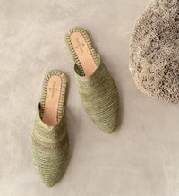Babouche Tayri Green, sustainable, handmade sandals made from natural materials by Bulibasha