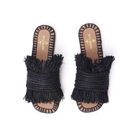 Basha Black Coco, sustainable, handmade sandals made from natural materials by Bulibasha