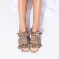 Basha Gray Coco, sustainable, handmade sandals made from natural materials by Bulibasha