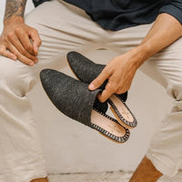 Slip On Black, sustainable, sandals made from natural materials by Bulibasha
