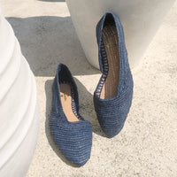 Ayyur Blue, sustainable, handmade flats made from natural materials by Bulibasha